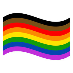 Black and Brown Philadelphia Pride Flag Wavy and Isolated in White