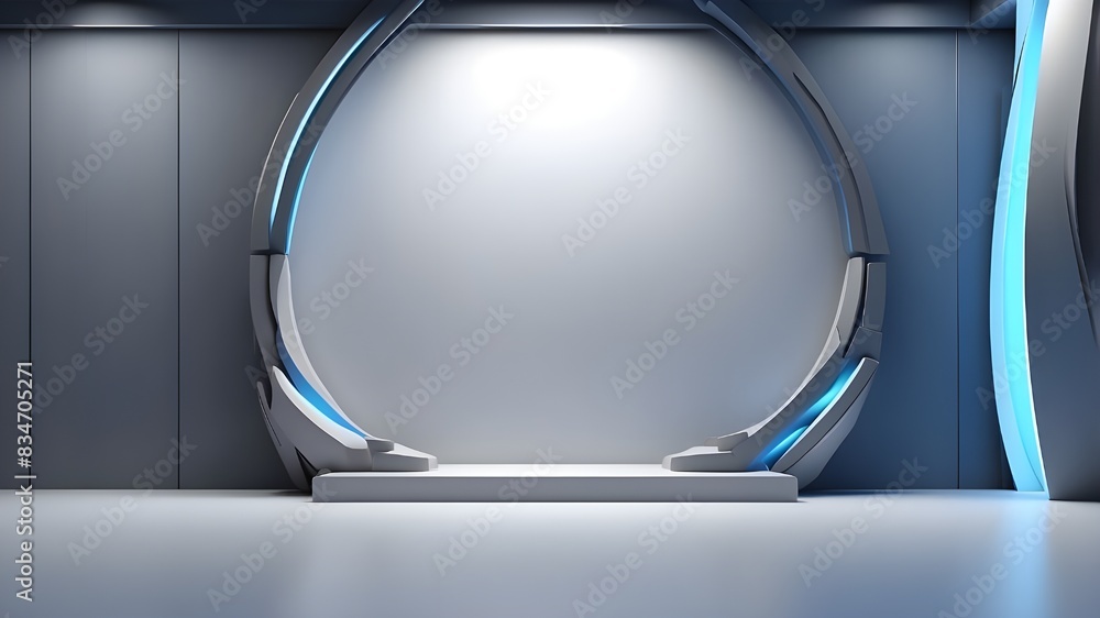 Poster universal abstract futuristic gray blue background with built-in lighting for product presentation.