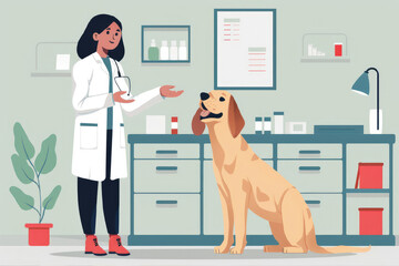 Cute dog in veterinary hospital. examining dog in vet clinic