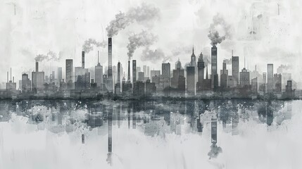 Obraz premium A childs drawing of a gray and polluted city skyline