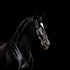 black horse isolated on black