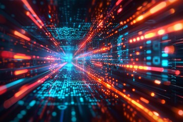 Fototapeta premium Cyber Security Data Transfer illustration created with Generative AI