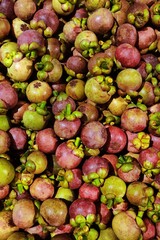Close up of fresh ripe mangosteen fruits for background