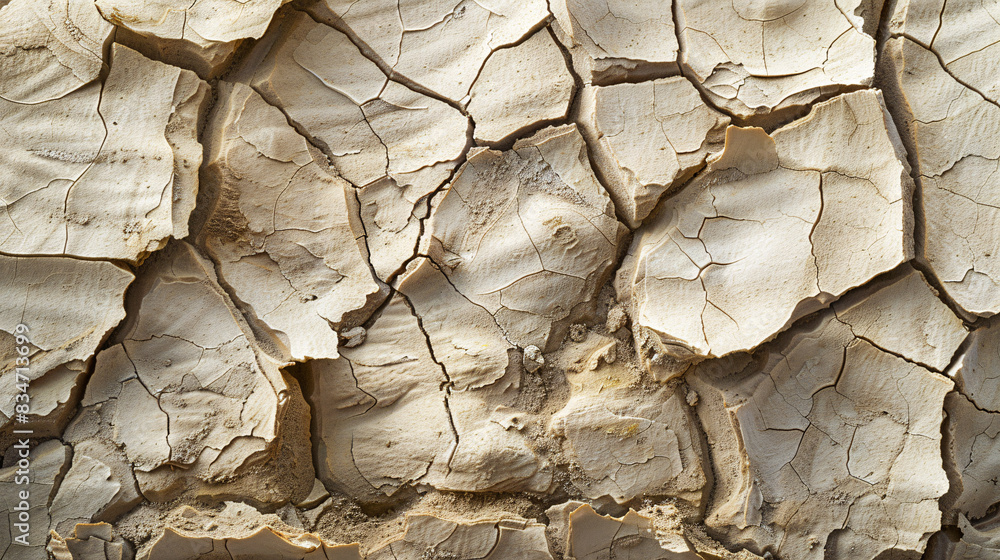 Poster a cracked and broken surface, possibly a dried out area or a dried out rock. the cracks and breaks i