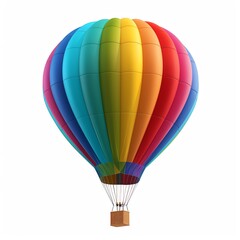 Obraz premium A vibrant, colorful hot air balloon isolated on a white background. The balloon is a symbol of adventure, travel, and freedom.