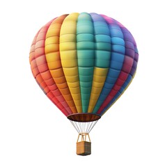 A vibrant, colorful hot air balloon isolated on a white background. Perfect for travel, adventure, and freedom themes.