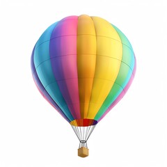 A colorful hot air balloon isolated on a white background.
