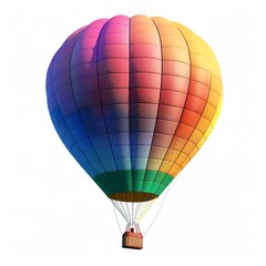 A colorful hot air balloon against a white background, ready for adventure.