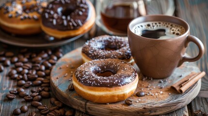 Coffee and donuts savoring the small joys with a cup of coffee