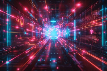 Fototapeta premium Cyber Security Data Transfer illustration created with Generative AI