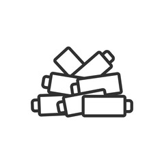 Pile of batteries and rechargeable batteries, linear icon. Line with editable stroke
