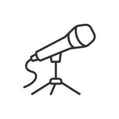 Desktop microphone on stand, linear icon. Line with editable stroke