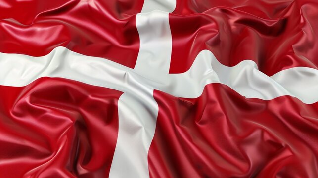 Elaborately designed Denmark flag with a three-dimensional image representing the country of Europe.