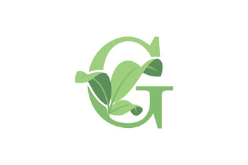leaf design with letter g concept