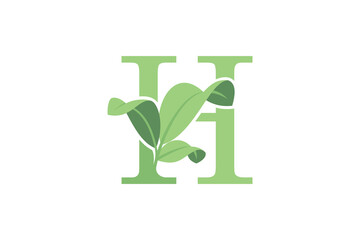 leaf design with letter h concept
