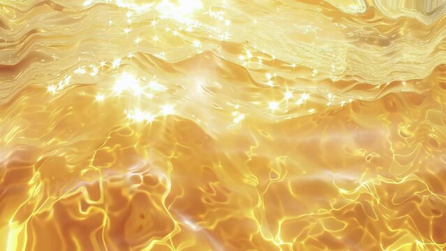 Abstract liquid gold background. Flowing liquid gold texture seamless. Artistic luxury liquid gold.  Golden liquid background. Animation of gold waves. Oil fluid abstract fabric gold liquid. 4K Videos