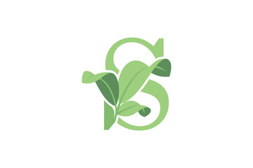 leaf design with letter s concept