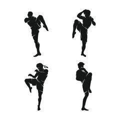 Muay Thai Boxing martial art logo design. Muay Thai Fighter Illustration vector