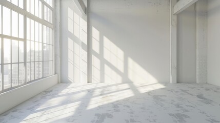 Open white space with a blank wall in a minimalist, modern interior setting, ideal for background, mockup, or design projects.

