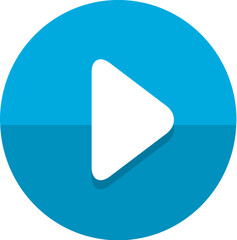 Play button icon to the right  in a blue circle