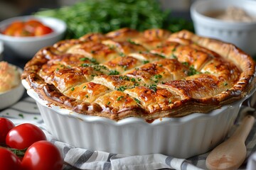 Chicken Pot Pie - Chicken pot pie with a flaky crust and creamy filling.