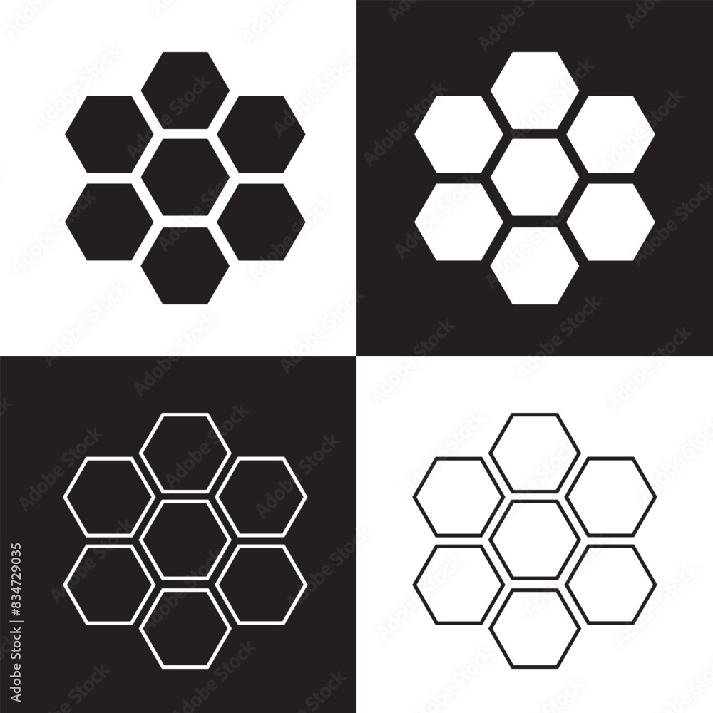 Poster hexagon vector icon. outline filled vector sign . . isolated transparent . arrows . data exchange . 