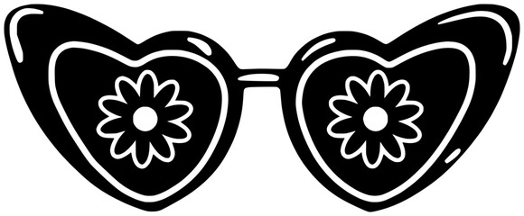 eyewear illustration summer silhouette glasses logo flower icon sunglasses outline sun accessory eyeglasses round retro beach glass eye heart shape star cool groovy for vector graphic background