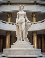 Una scultura di gesso raffigurante una donna romana, con un’espressione serena e dignitosa.
