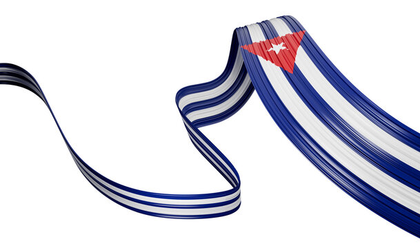 Cuba or Cuban flag wavy abstract ribbon background. 3d illustration.
