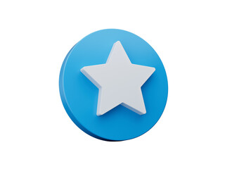 Blue rating star icon sign or review success award symbol 3d illustration
