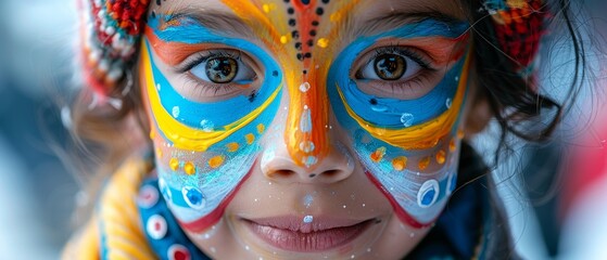 Obraz premium A face-painting booth with children getting their faces painted by artists. 