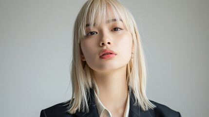 金髪の若い日本人のファッションモデル