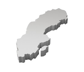 Fototapeta premium Sweden 3D map Geography Cartography and topology 3D illustration 