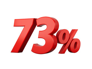 3d Red 73% Seventy Three Percent Sign 3d illustration