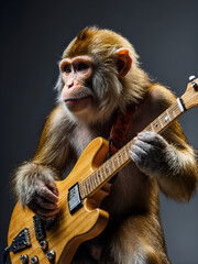 cool monkey playing guitar,  generative ai
