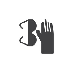 Protective gloves and goggles vector icon