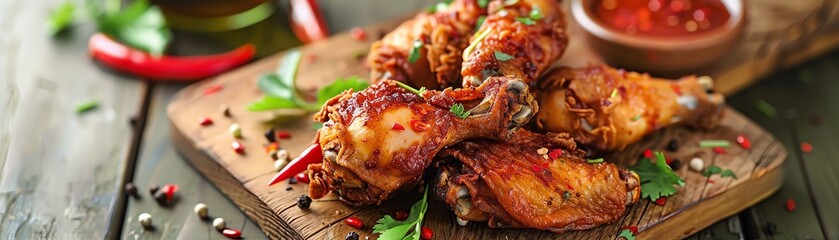 Create an image of some delicious looking buffalo chicken wings