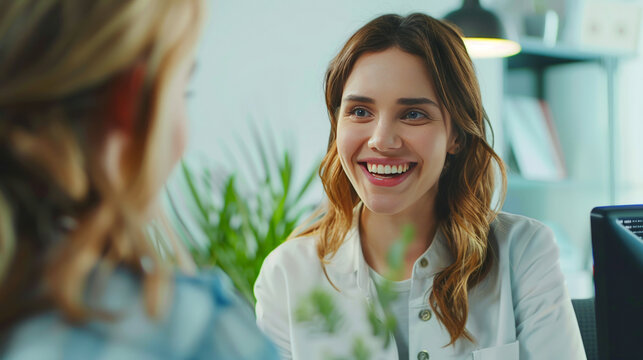 Cheerful customer service representative greeting a customer in a cozy flower shop.