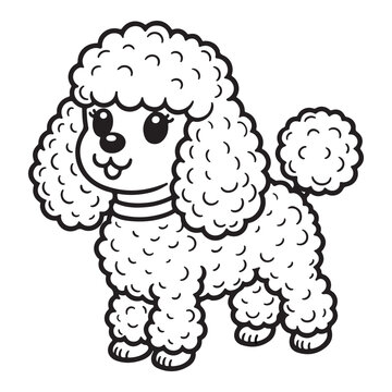 recommend clip art: Line art of poodle dog cartoon vector