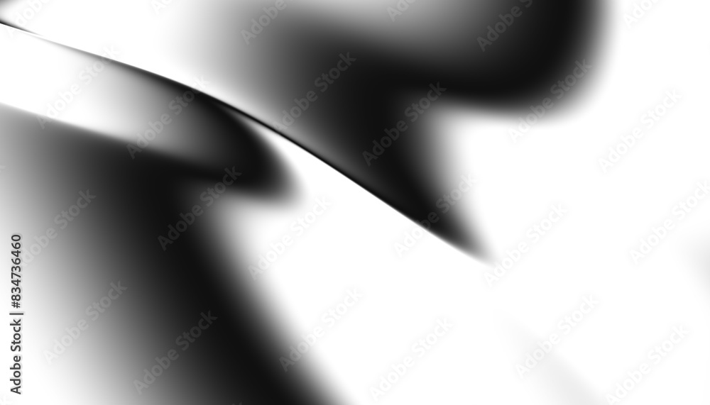 Poster Blurred transparent gradient background. Elegant black wavy line on Transparent png overlay background