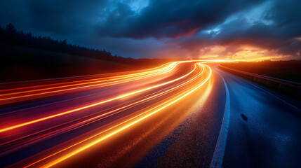 A wild tangle of light trails illustrates ideas of chaos, big data management, and science research.