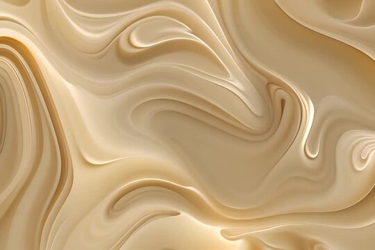 Melted Caramel Texture, Ice Cream Waves, Smooth Icecream, Custard Background, Silky Flowing Yogurt Mockup, Abstract Generative AI Illustration