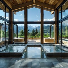 Luxurious Mountain Spa with Panoramic Views and Outdoor Thermal Tubs
