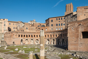 Fototapeta premium Roman forum ruins. Forum of Augustus. Archeology highlight. Rome, Italy