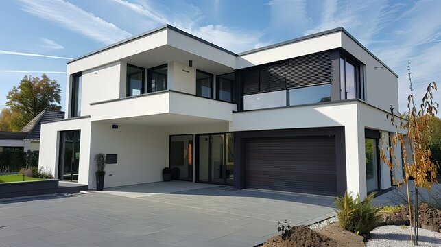 Modern house with a cubic extension and garage 