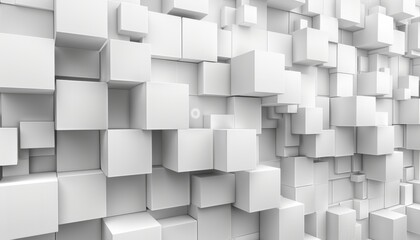 Obraz premium White cubes and blocks create an abstract background, 3D rendering illustration