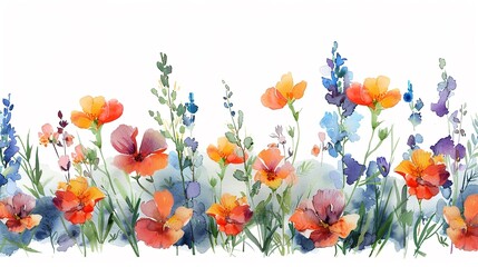 Snapdragon, Watercolor Floral Border, watercolor illustration, isolated on white background