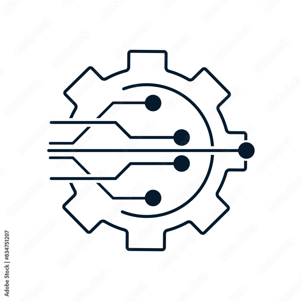 Aufkleber the concept of the introduction of digital technologies in the industry. vector icon isolated on whi
