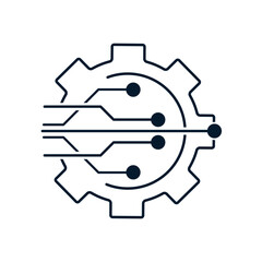 The concept of the introduction of digital technologies in the industry. Vector icon isolated on white background.