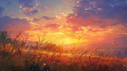 Fototapeta premium Summer evening sunset